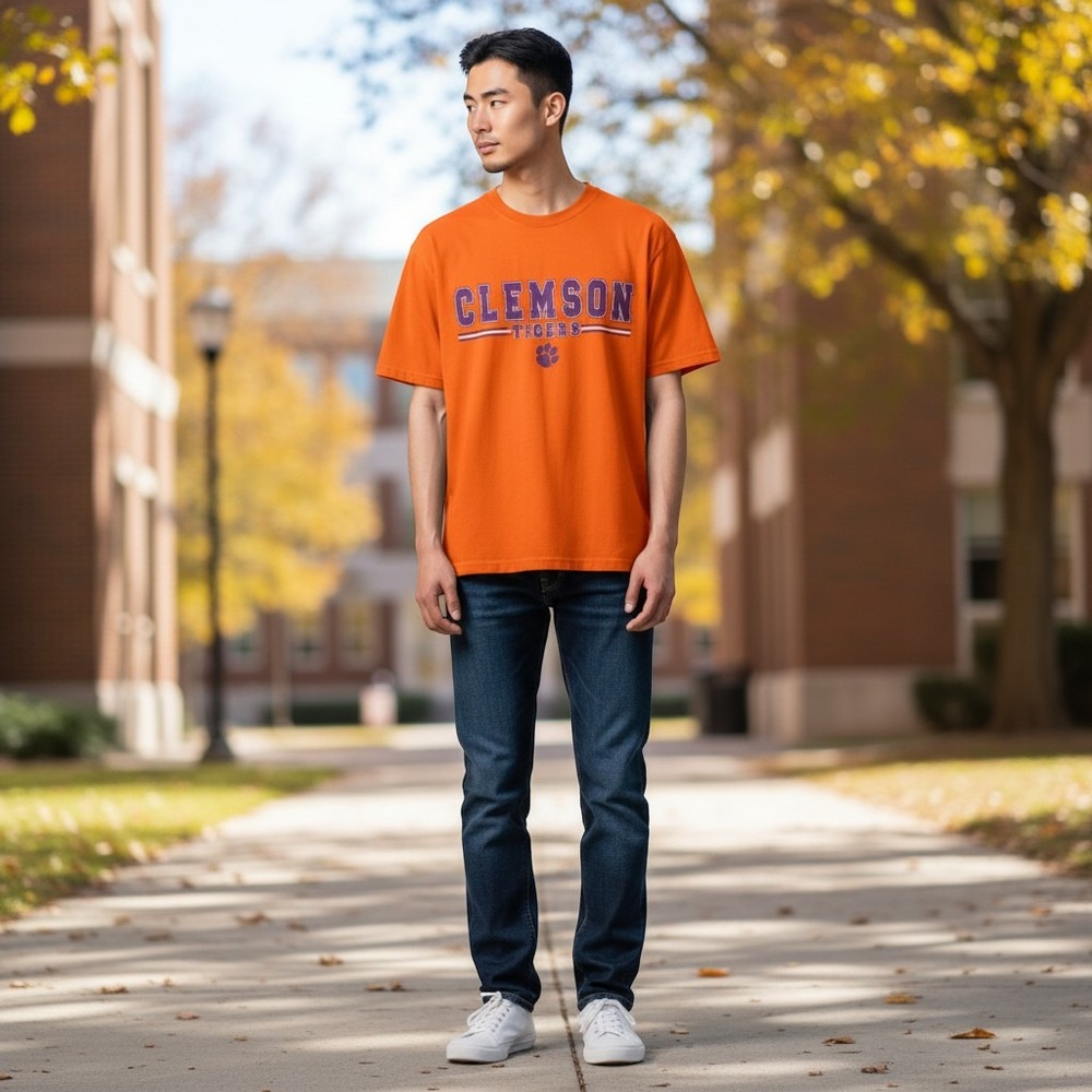 Choice Apparel Clemson Tigers T-Shirt XL Orange Excellent Graphic Short Sleeve